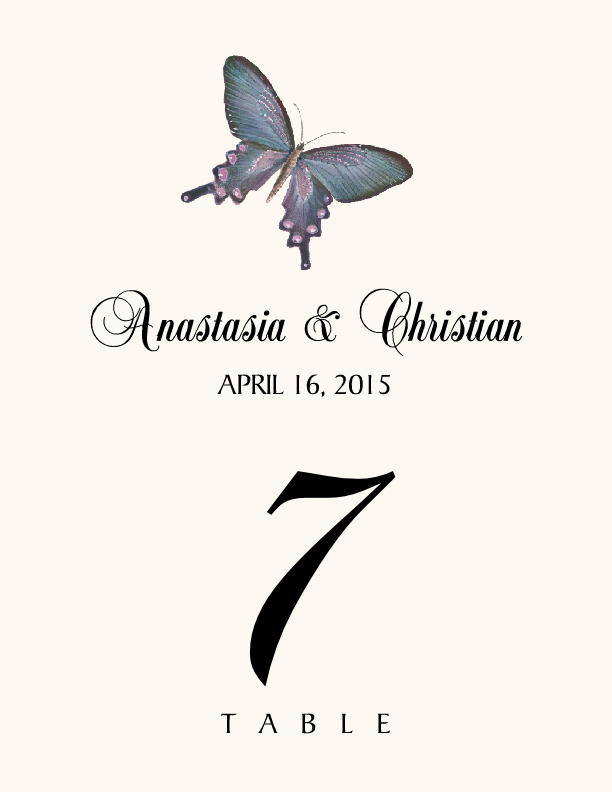 Butterfly Assortment Painting Spring/Summer Wedding Table Number Cards Documents and Designs